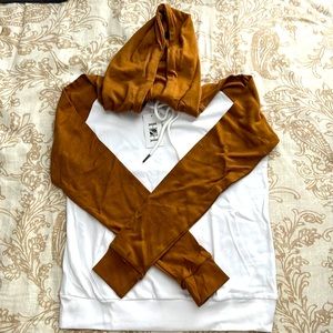 H2H Women’s Large Sweater Hoodie White/Brown NWT